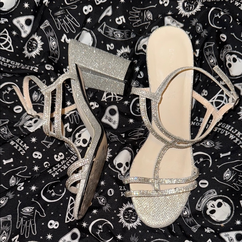 Benjamin Walk Glittery Silver Strappy Heels